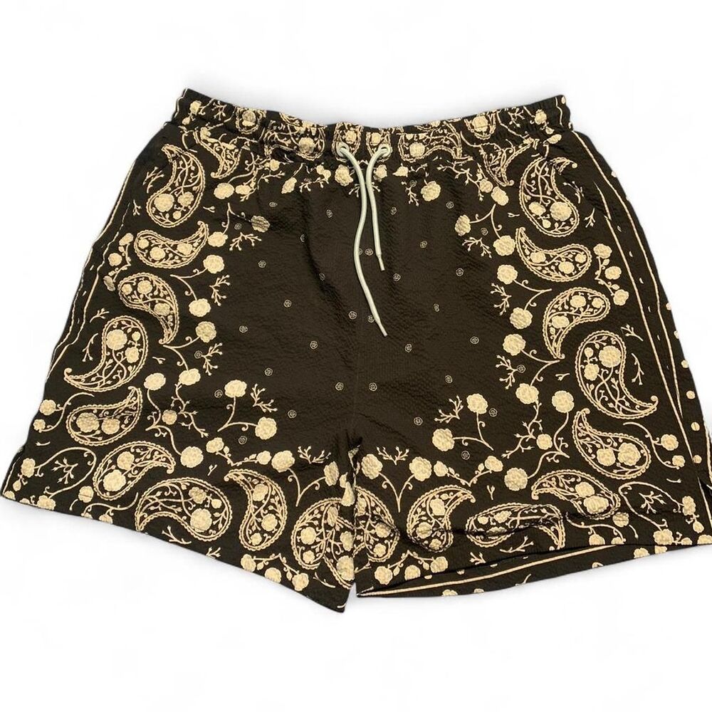 maison article paisley Black Swim-briefs-shorts